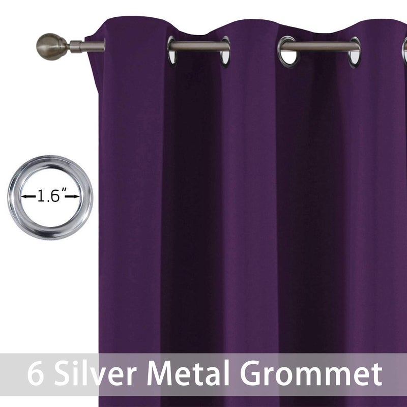 Yakamok Blackout Curtains Room Darkening Thermal Insulated Grommet top Window Curtains for Living Room, 38 x 45 Inch, Purple, Set of 2 - Image 3